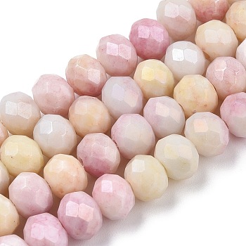 Faceted Electroplated Glass Beads Strands, AB Color Plated, Abacus, Pink, 6x5mm, Hole: 1.2mm, about 88~89pcs/strand, 17.05 inch~17.32 inch(43.3~44cm)