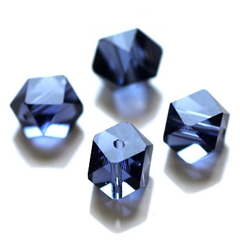 Imitation Austrian Crystal Beads, Grade AAA, Faceted, Cornerless Cube Beads, Prussian Blue, 7.5x7.5x7.5mm, Hole: 0.9~1mm