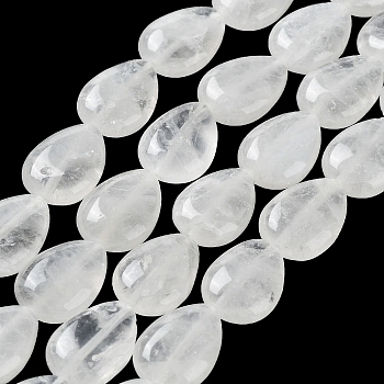 Natural Teardrop Quartz Crystal Beads Strands, Rock Crystal Beads, 17.5~18x13x6mm, Hole: 1.2mm, about 22pcs/strand, 15.24 inch(38.7cm)