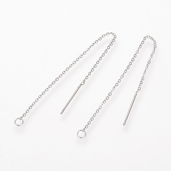 304 Stainless Steel Earring Findings, Ear Threads, Stainless Steel Color, 90~94x1.2mm, Pin: 0.8mm
