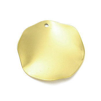 Textured 201 Stainless Steel Pendants, Golden, Flat Round, 23.5x23x1.5mm, Hole: 1.2mm