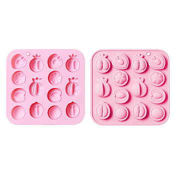 2Pcs Half Fruit Shape DIY Silicone Molds, Resin Casting Molds, for UV Resin & Epoxy Resin Craft Making, Pink, 129x130x12mm, Inner Diameter: 25~33x24~27mm