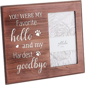 MDF Photo Frames, Glass Display Pictures, for Tabletop Display Photo Frame, Rectangle with Word, Saddle Brown, 20.3x25.4x1.2cm