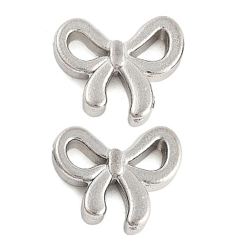 Non-Tarnish 304 Stainless Steel Cabochons, Bowknot, Stainless Steel Color, 9.5x10x2mm