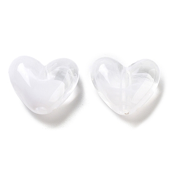 Imitation Gemstone Acrylic Beads, Heart, White, 15x17x7mm, Hole: 2mm, 439pc/500g