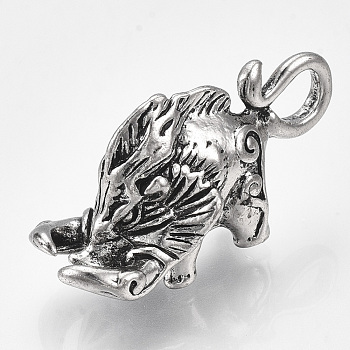Tibetan Style Alloy Pendants, Wild Boar, Antique Silver, 43x17.5x22.5mm, Hole: 7x5mm