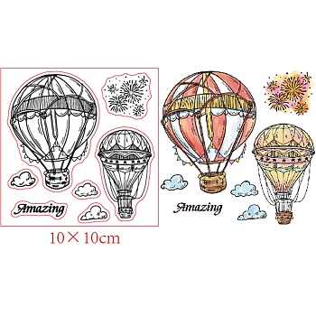 PVC Sakura Stamp, for DIY Scrapbooking, Hot Air Balloon, 100x100mm