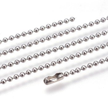 304 Stainless Steel Ball Chain Necklaces, Stainless Steel Color, 23.6 inch(60cm), 1.5mm