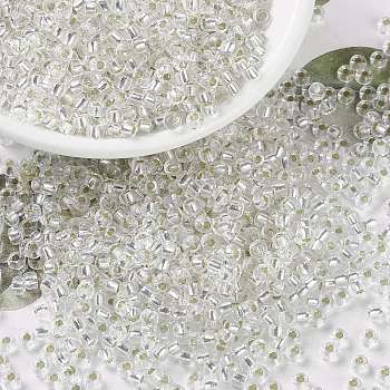 MIYUKI Round Rocailles Beads, Japanese Seed Beads, 8/0, (RR1) Silverlined Crystal, 8/0, 3mm, Hole: 1mm, about 2111~2277pcs/50g