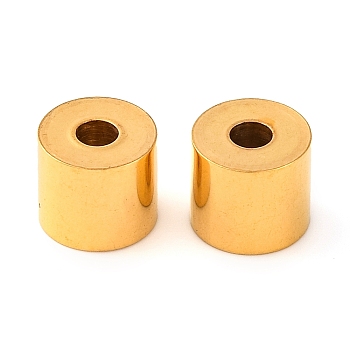 Rack Plating Brass Beads, Long-Lasting Plated, Cloumn, Real 18K Gold Plated, 7x6mm, Hole: 2mm