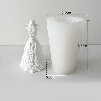 3D Wedding Dress DIY Silicone Candle Molds, Aromatherapy Candle Moulds, Scented Candle Making Molds, White, 5.5x5.5x8.6cm