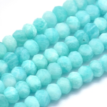 Natural Amazonite Beads Strands, Rondelle, Faceted, 4x2.5~3mm, Hole: 0.7mm, about 138~139pcs/strand, 15.3 inch(39cm)