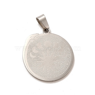 Stainless Steel Color Flat Round 304 Stainless Steel Pendants