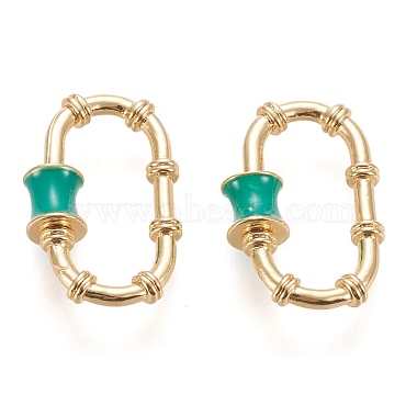 Real 20K Gold Plated Green Oval Brass Locking Carabiner