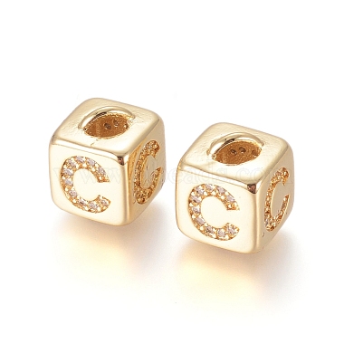 10mm Clear Cube Brass+Cubic Zirconia Beads