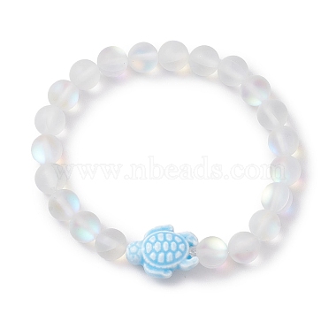 8mm Round Dyed Synthetic Moonstone Beaded Stretch Bracelets(BJEW-JB10306)-3