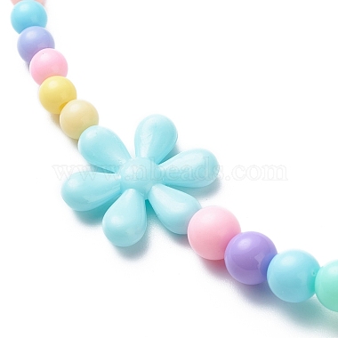 Цветочные непрозрачные акриловые эластичные детские ожерелья(NJEW-JN03973)-7