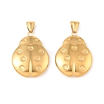 316 Stainless Steel Locket Pendants, Ladybug Charm, with 304 Stainless Steel Snap on Bails, Long-Lasting Plated, Ion Plating(IP), Real 20K Gold Plated, 37.5x28.5x7.5mm, Hole: 7.5x3.5mm, Inner Diameter: 25x21mm(STAS-K321-01G)