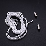 Stretch Yarn Shoelaces, with Alloy Cord Ends, Platinum, White, 1010x6.5x1mm(AJEW-WH0129-90B)