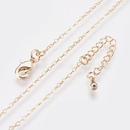 Long-Lasting Plated Brass Heart Link Chains Necklaces, with Lobster Claw Clasp, Nickel Free, Real 18K Gold Plated, 18.1 inch (46cm), 2mm, Heart Link: 3x2x0.7mm(NJEW-K112-02G-NF)