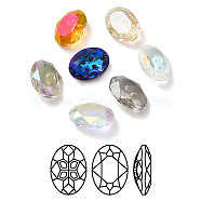 K9 Glass Rhinestone Cabochons, Pointed Back, Faceted, Oval, Mixed Color, 18x13x6mm(RGLA-P036-07A-M)
