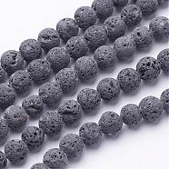 Unwaxed Natural Lava Rock Bead Strands, Round, 4mm, Hole: 1mm, about 95pcs/strand, 15.5 inch(G-F309-4mm)