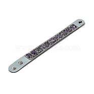 Faux Suede Snap Cord Bracelet, Natural Amethyst & Shell Chips Beaded Wristband for Men Women, 8-5/8 inch(22cm)(BJEW-F428-10)