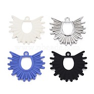 Rack Plating Spray Painted Alloy Pendants, Cadmium Free & Lead Free, Fan, Mixed Color, 29x34x2.5mm, Hole: 2mm(PALLOY-S132-269-NR)