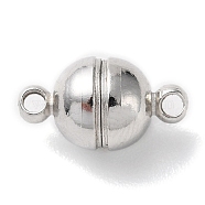 Brass Magnetic Clasps with Loops, Round, Platinum, 14x8mm, Hole: 1.5mm(PALLOY-MC043-2P)