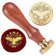 Golden Plated Brass Sealing Wax Stamp Head, with Wood Handle, for Envelopes Invitations, Gift Cards, Bird, 83x22mm, Head: 7.5mm, Stamps: 25x14.5mm(AJEW-WH0208-941)