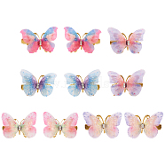 5 Pairs 5 Colors Cloth with Alloy Alligator Hair Clips for Girl, 3D Butterfly, Mixed Color, 33x47x13mm, 1 pair/color(PHAR-TA0001-09)