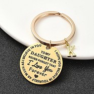 Valentine's Day Brass & 201 Stainless Steel Keychain, with Alloy Rings, Letter K, 6.2cm(KEYC-YW00097-11)