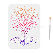 US 1Pc PET Hollow Out Drawing Painting Stencils, for DIY Scrapbook, Photo Album, with 1Pc Art Paint Brushes, Heart Pattern, Stencil: 210x297mm, Brushes: 16.9x0.5cm(DIY-MA0001-12)