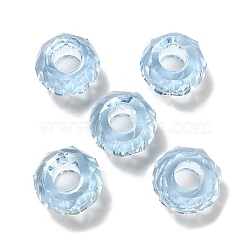 Transparent Resin European Beads, Large Hole Beads, Faceted, Rondelle, Light Blue, 13.5x8mm, Hole: 5.5mm(RESI-B020-05D)