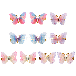 5 Pairs 5 Colors Cloth with Alloy Alligator Hair Clips for Girl, 3D Butterfly, Mixed Color, 33x47x13mm, 1 pair/color(PHAR-TA0001-09)