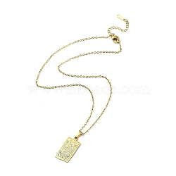 Rectangle with Twelve Constellations Pendant Necklaces, 304 Stainless Steel Cable Chains Necklaces, Golden, Gemini, 15.98 inch(40.6cm)(NJEW-D069-01G-03)