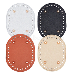 Elite 4Pcs 4 Colors Oval PU Leather Purse Bottom, with Iron Findings, Knitting Bag Accessories, Mixed Color, 11.1x14.5x0.5~1.05cm, Hole: 4.5mm, 1pc/color(FIND-PH0003-26A)