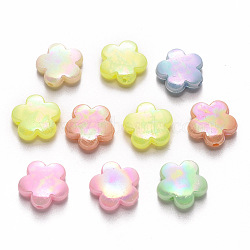 Opaque Acrylic Beads, AB Color Plated, Flower, Mixed Color, 14x14.5x4.5mm, Hole: 1.8mm(X-SACR-R250-10)