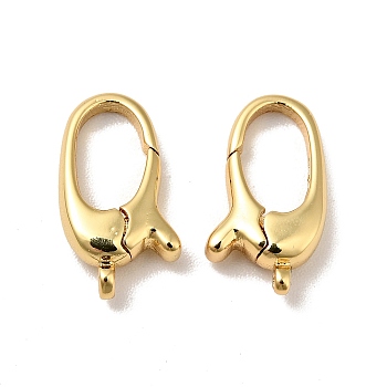 Brass Lobster Claw Clasps, Cadmium Free & Nickel Free & Lead Free, Real 18K Gold Plated, 13.5x8x3mm, Hole: 1mm