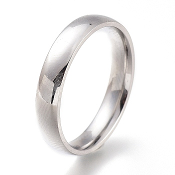 304 Stainless Steel Finger Rings, Plain Band Rings, Stainless Steel Color, US Size 6~9, Inner Diameter: 16~19mm