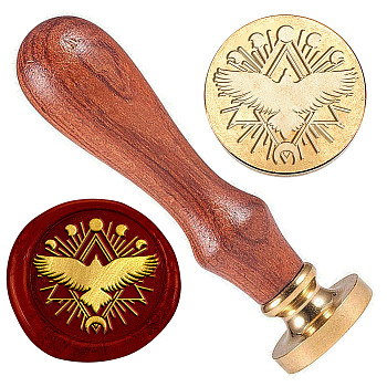 Golden Plated Brass Sealing Wax Stamp Head, with Wood Handle, for Envelopes Invitations, Gift Cards, Bird, 83x22mm, Head: 7.5mm, Stamps: 25x14.5mm