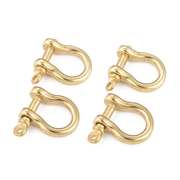 Brass D-Ring Anchor Shackle Clasps, for Bracelets Making, Raw(Unplated), 25x25x7mm, Hole: 2.5mm