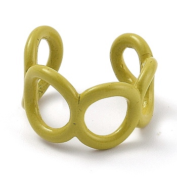 Alloy Enamel Cuff Rings, Open Rings, Round Ring, Dark Khaki, US Size 6(16.5mm)