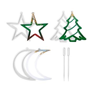 Christmas Theme DIY Pendants Silicone Molds, and Plastic Pipettes, for Jewelry Making, White, 210x140x11mm, Hole: 4.5mm