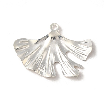 Brass Pendants, Leaf, 925 Sterling Silver Plated, 22x29x1.5mm, Hole: 1.8mm