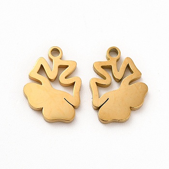 Ion Plating(IP) 304 Stainless Steel Charms, Flower, Golden, 13x9.5x1.4mm, Hole: 1.4mm