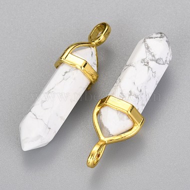 Natural Howlite Double Terminated Pointed Pendants(X-G-G902-B21)-2