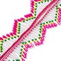 Ethnic Style Polyester Ribbons, with Plastic Beads Tassel, Curtain Decoration, Costume Accessories, Magenta, 2-7/8 inch(73mm)