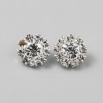 Brass Rhinestone Shank Buttons, 1-Hole, Clear, 12x7.5mm, Hole: 1.4mm(DIY-WH0320-76B)