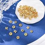 70Pcs 7 Styles Alloy Bead Caps, Long-Lasting Plated, Flower, Real 18K Gold Plated, 6~8x1.5~3mm, Hole: 1~1.6mm, 10pcs/style(FIND-FP0002-74)